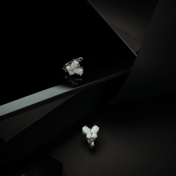 Cercei din argint 925, Tip inchidere: latch back (frantuzeasca), Piatra: opal, Culoare: alb, Sonis Silver [2]