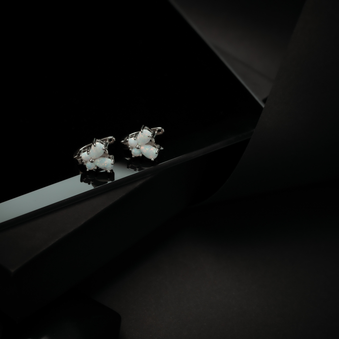 Cercei din argint 925, Tip inchidere: latch back (frantuzeasca), Piatra: opal, Culoare: alb, Sonis Silver [3]