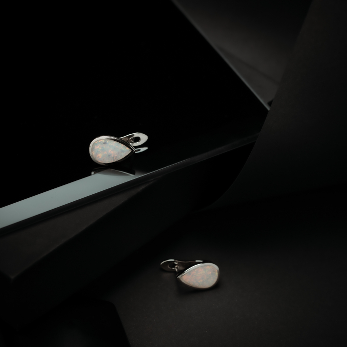 Cercei din argint 925, Tip inchidere: latch back (frantuzeasca), Piatra: opal de laborator, Culoare: alb,Sonis Silver [2]