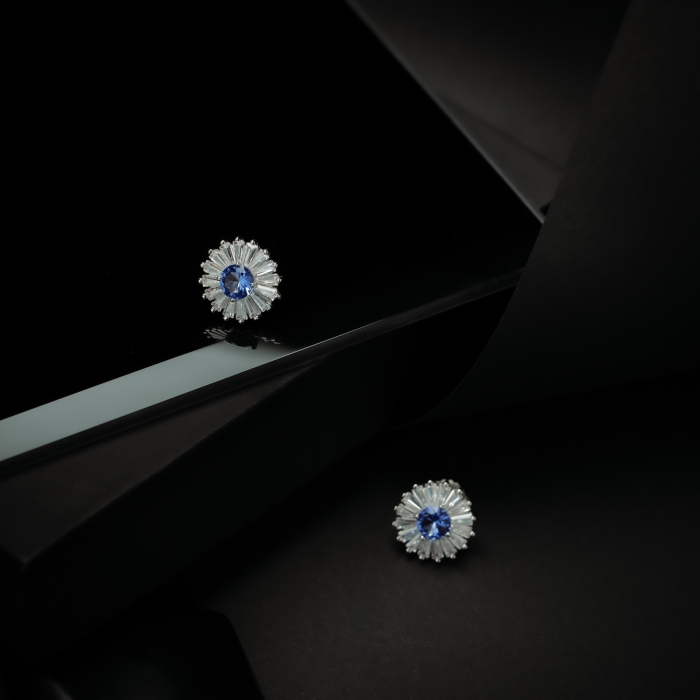 Cercei din argint 925, Tip inchidere: surub, Piatra: zirconia fatetata, Culoare: transparent si albastru, Sonis Silver [2]