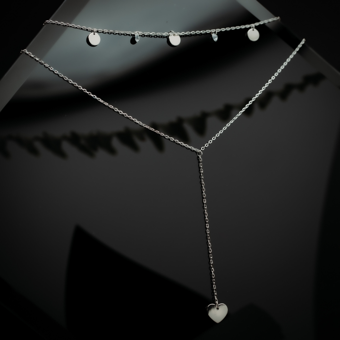 Lant din argint 925 rodiat, Piatra: zirconia fatetata, Culoare: transparenta, Sonis Silver [2]