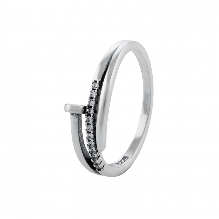 Inel din argint 925, Piatra: cubic zirconia, Latime banda inelara: 1mm/ 6mm, Culoare: transparenta, Cod:925I20 [1]