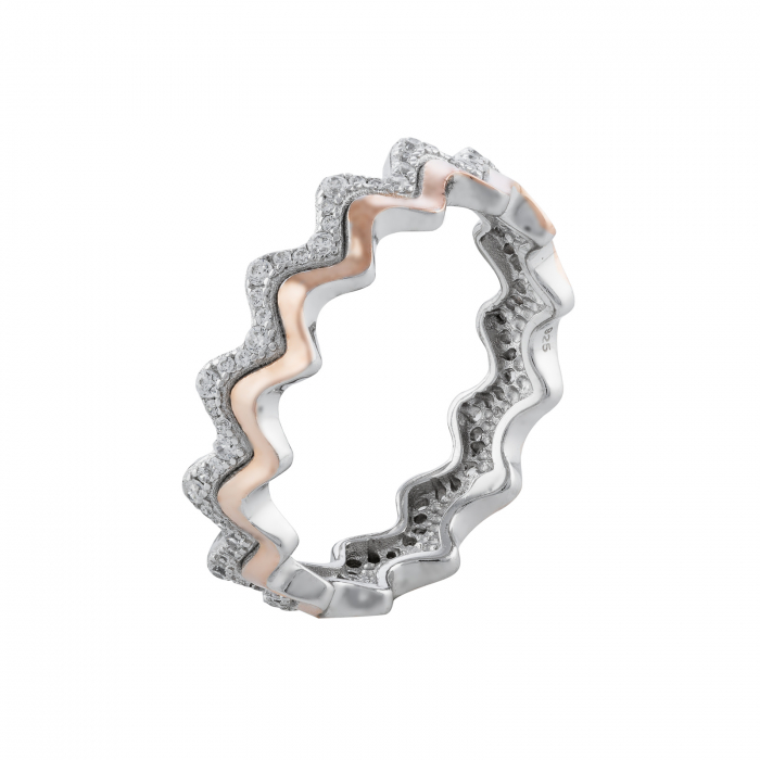 Inel din argint 925, Piatra: zirconia fatetata si cubic zirconia, Latime banda inelara: 8mm, Culoare: transparenta, Cod:965I4 [2]