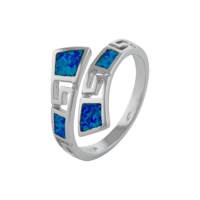 Inel din argint 925, Piatra: opal, Latime banda inelara: 2mm/ 15mm, Culoare: albastru, Cod:939#9I37 [1]
