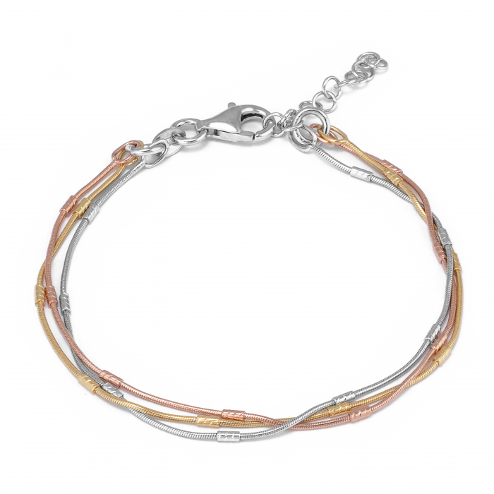 Bratara cu trei siruri din argint 925 ,placat cu aur de 14 kt, galben si rose, Sonis Silver [1]