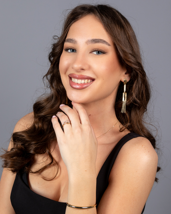 Bratara cu trei siruri, din aur 585/ 14 kt, Piatra: cubic zirconia, Culoare: transparenta [2]