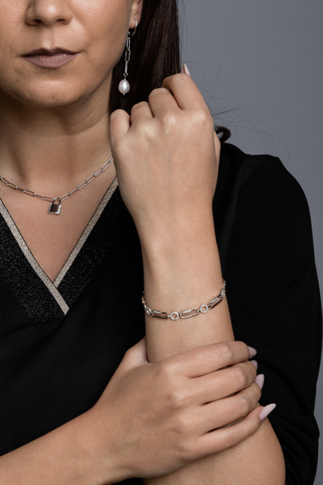 Bratara din argint 925 rodiat , Piatra: cubic zirconia, Culoare : transparenta , Sonis Silver [2]