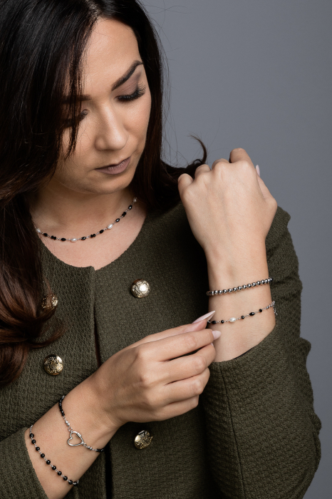 Bratara  tip '' rozariu '' din argint 925  rodiat, Piatra: onix, Culoare: negru, Sonis Silver [2]