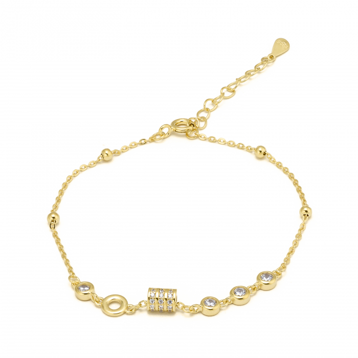 Bratara din argint 925 placat cu aur de 14 kt, Piatra: zirconia fatetata , Culoare: transparenta, Sonis Silver [1]