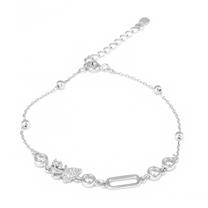 Bratara din argint 925 rodiat ,Piatra: zirconia fatetata si cubic zirconia , Culoare: transparenta [1]