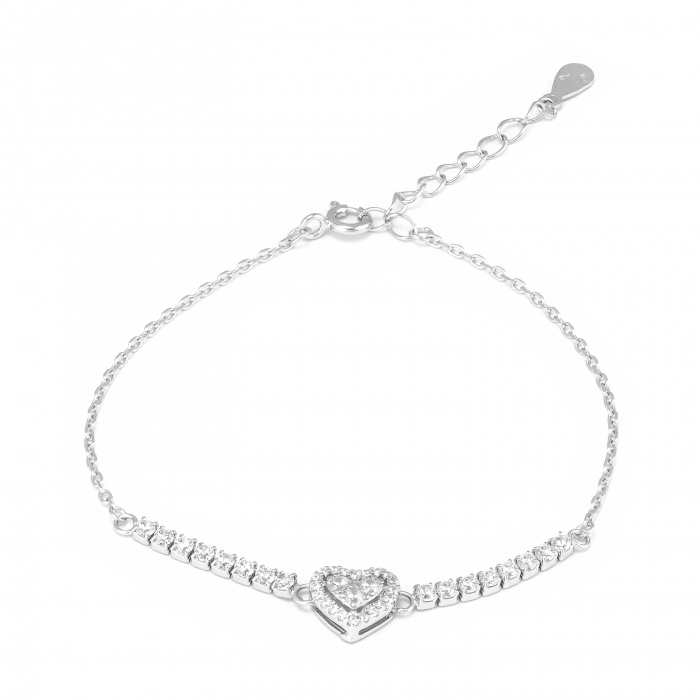 Bratara din argint 925 rodiat ,Piatra: zirconia fatetata si cubic zirconia , Culoare: transparenta , Sonis Silver [1]