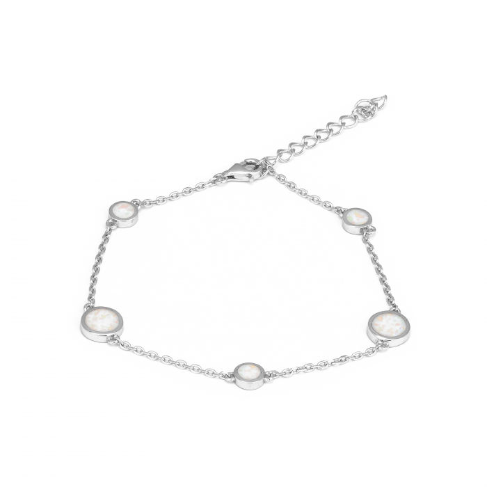 Bratara din argint 925 rodiat ,Piatra : opal de laborator  , Culoare : alb , Sonis Silver [1]