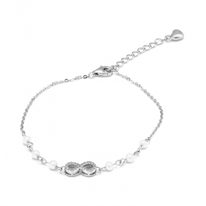 Bratara din argint 925 rodiat ,Piatra: perla de laborator si cubic zirconia, Culoare: alb si transparent , Sonis Silver [1]