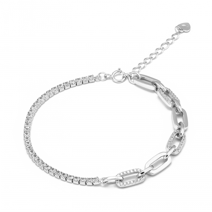 Bratara tip "Tennis" din argint 925 rodiat ,Piatra: zirconia fatetata si cubic zirconia , culoare: transparenta,  Sonis Silver [1]