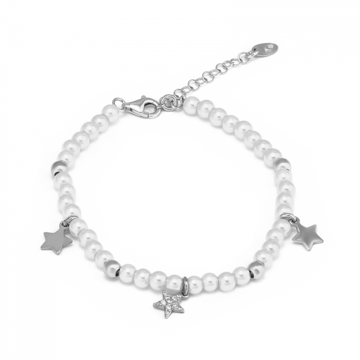 Bratara din argint 925 rodiat , Piatra : perla de laborator si cubic zirconia , Culoare : alb si transparent ,Sonis Silver [1]