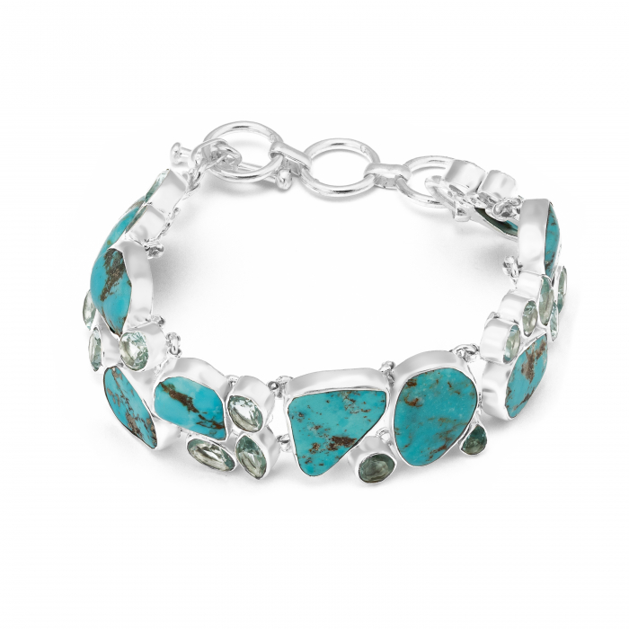 Bratara din argint 925,Piatra : turquoise si  zirconia fatetata , Culoare : albastru deschis cu insertii de cupru,  Sonis Silver [1]