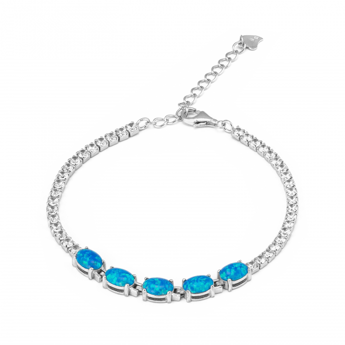 Bratara din argint 925 rodiat  , Piatra : opal de laborator si zirconia fatetata , Sonis Silver [1]
