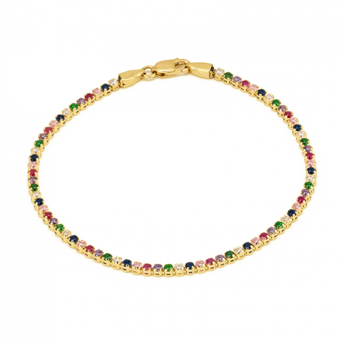 Bratara tip ''Tennis'' din aur 585/ 14 kt, Piatra: zirconia fatetata, Culoare: multicolor [1]