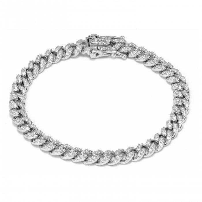 Bratara tip "Cuban " din argint 925 rodiat ,Piatra : cubic zirconia , Culoare : transparenta ,Sonis Silver [1]
