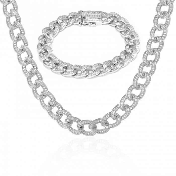 Bratara tip "Cuban " din argint 925 rodiat ,Piatra : zirconia fatetata, Culoare : transparenta ,Sonis Silver [2]