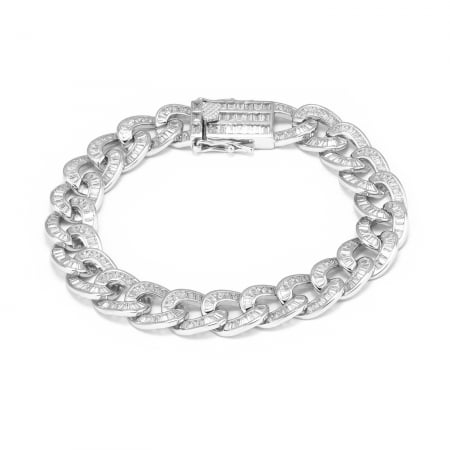 Bratara tip "Cuban " din argint 925 rodiat ,Piatra : zirconia fatetata, Culoare : transparenta ,Sonis Silver [1]