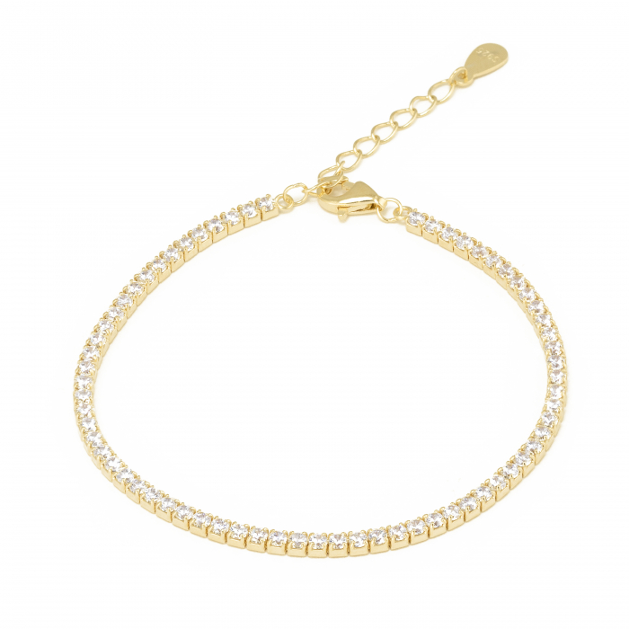 Bratara tip '' Tennis '' din argint 925 placat cu aur galben de 14 kt , Piatra: zirconia fatetata, Culoare: transparenta, Sonis Silver [1]