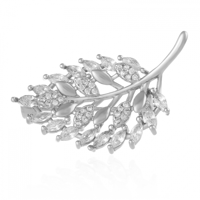 Brosa din argint 925 rodiat, Piatra:  zirconia fatetata si cubic zirconia , Culoare: transparenta [1]