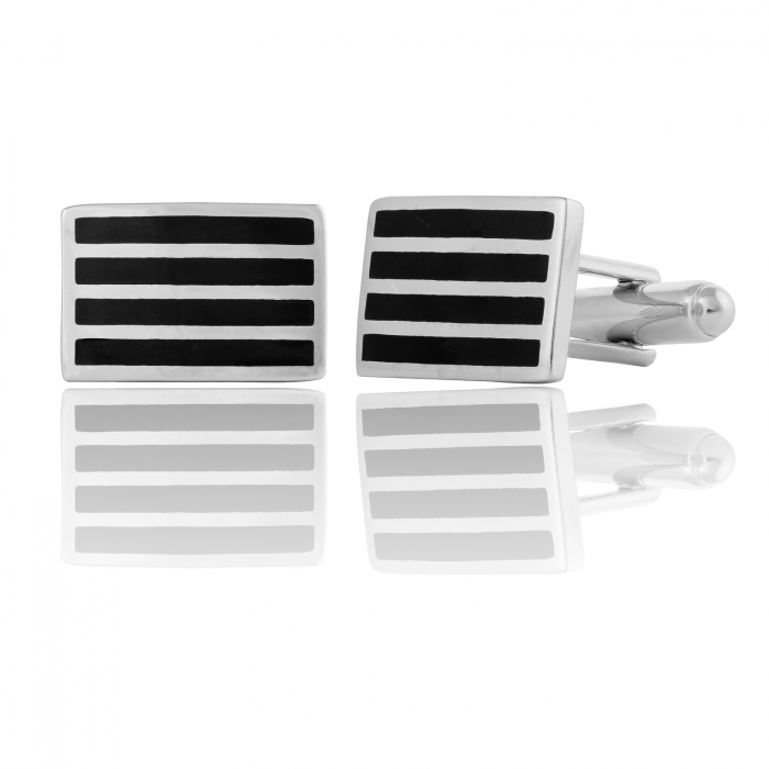 Butoni din argint 925 rodiat, Piatra: email, Culoare: negru, Sonis Silver [2]