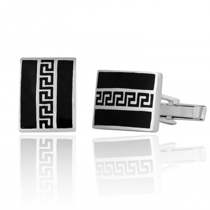 Butoni din argint 925, Piatra: email, Culoare: negru, [1]