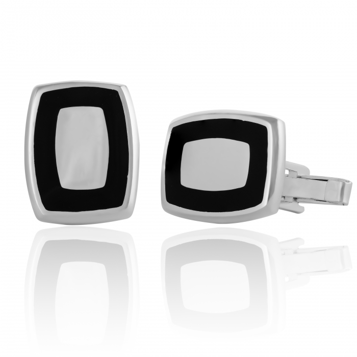 Butoni din argint 925, Piatra: email, Culoare: negru, [1]