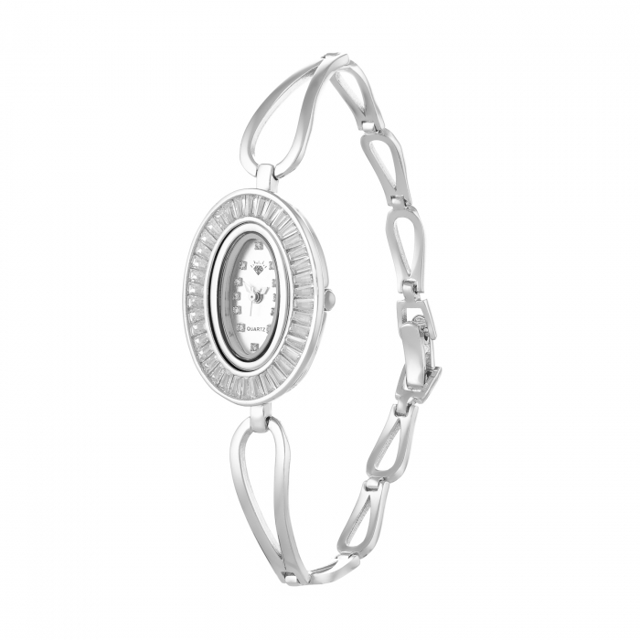 Ceas din argint 925 rodiat, Piatra: zirconia fatetata, Culoare: transparenta, [1]