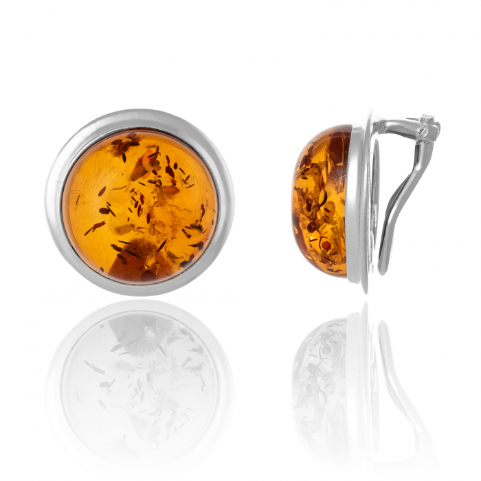 Cercei din argint 925, Piatra: chihlimbar natural,Culoare :maro cognac, [2]