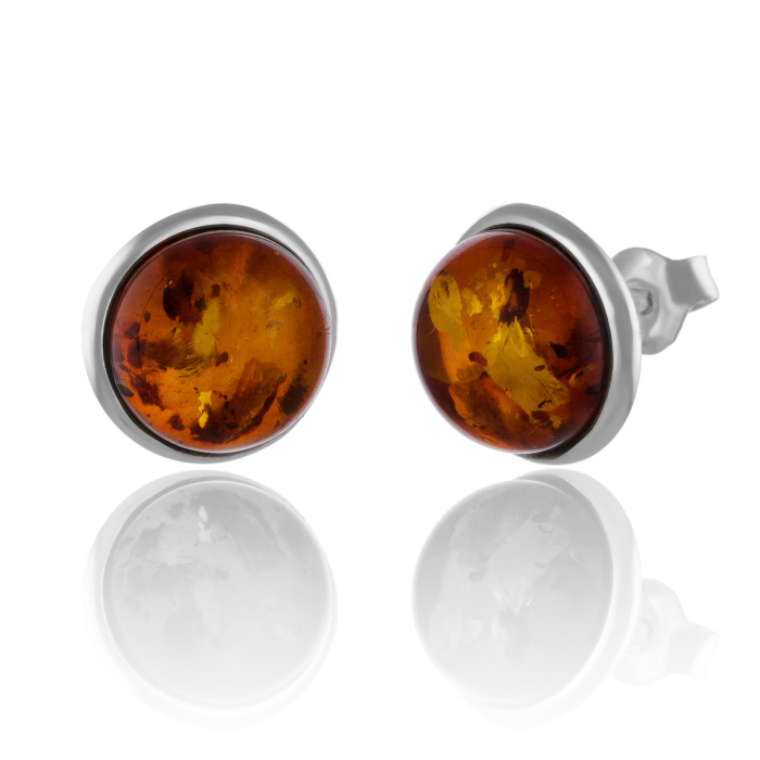 Cercei din argint 925, Piatra: chihlimbar natural, Culoare: maro cognac, Sonis Silver [1]