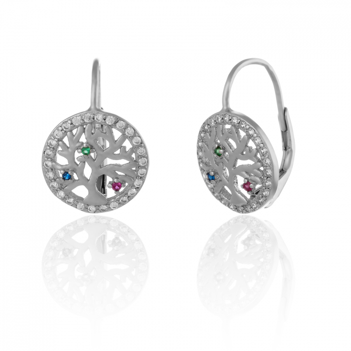 Cercei din argint 925 rodiat, Piatra : cubic zirconia , Culoare : multicolor, [1]