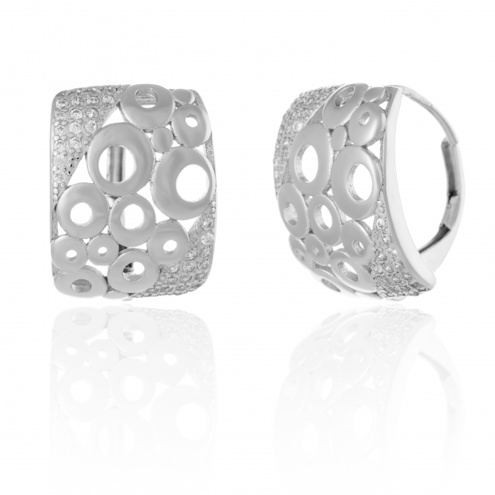 Cercei din argint 925 rodiat,Piatra : cubic zirconia , Culoare : transparenta , [1]