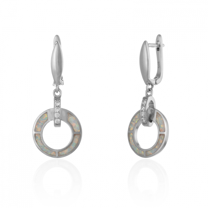 Cercei din argint 925 rodiat , Piatra : cubic zirconia si email ,Culoare : alb cu insertii, Sonis Silver [1]