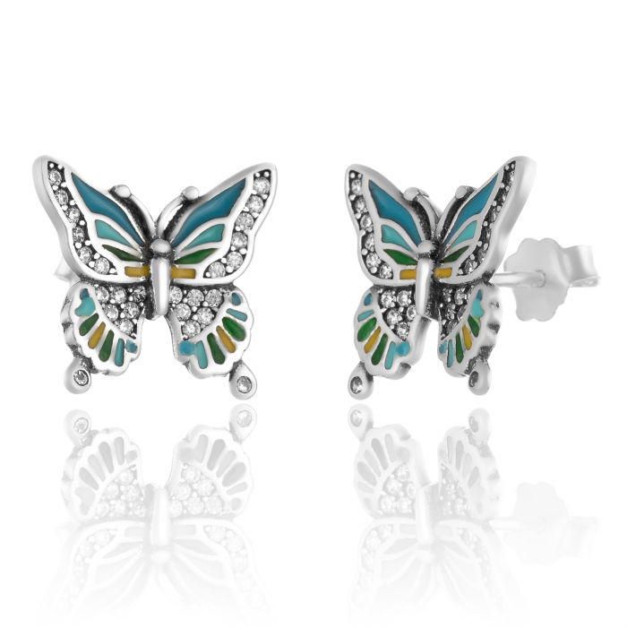 Cercei din argint 925 rodiat, Piatra: email si cubic zirconia, Culoare: multicolor, Sonis Silver [1]