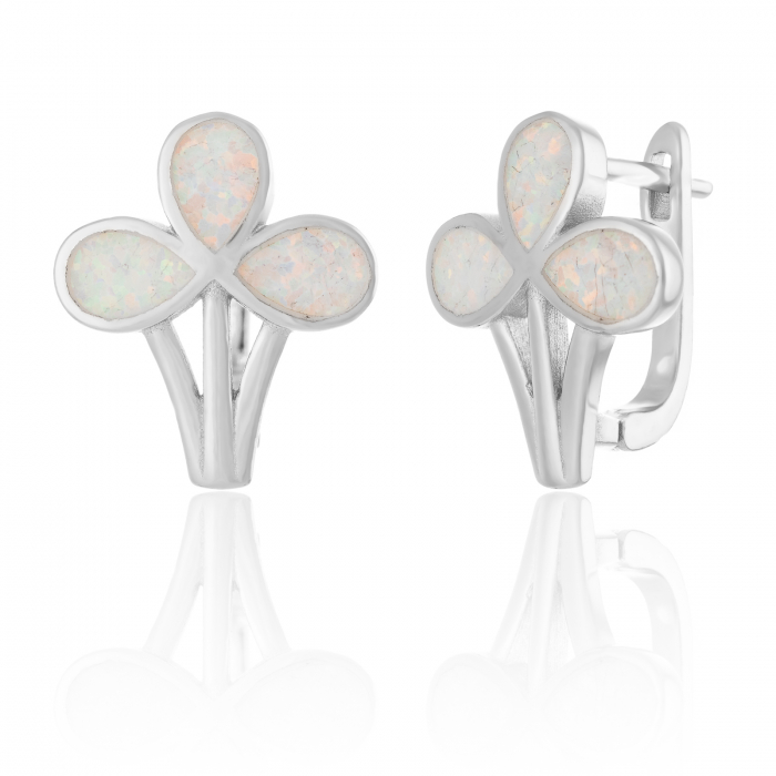 Cercei din argint 925 rodiat, Piatra: opal de laborator, Culoare: alb, Sonis Silver [1]