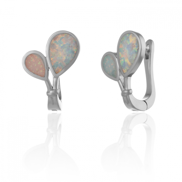 Cercei din argint 925 rodiat, Piatra: opal de laborator, Culoare: alb cu insertii, [1]