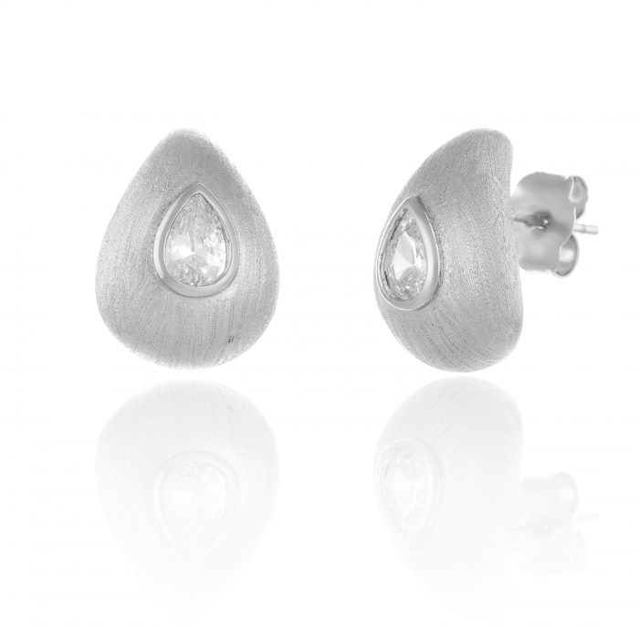 Cercei din argint 925 rodiat , Piatra: zirconia fatetata,Culoare: Transparent, [1]