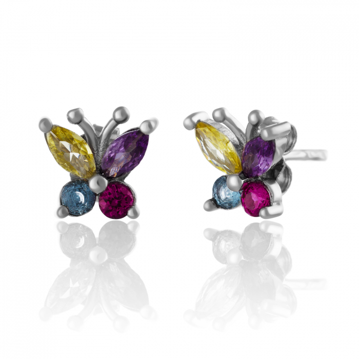 Cercei din argint 925 rodiat, Piatra: zirconia fatetata , Culoare: multicolor, Sonis Silver [1]