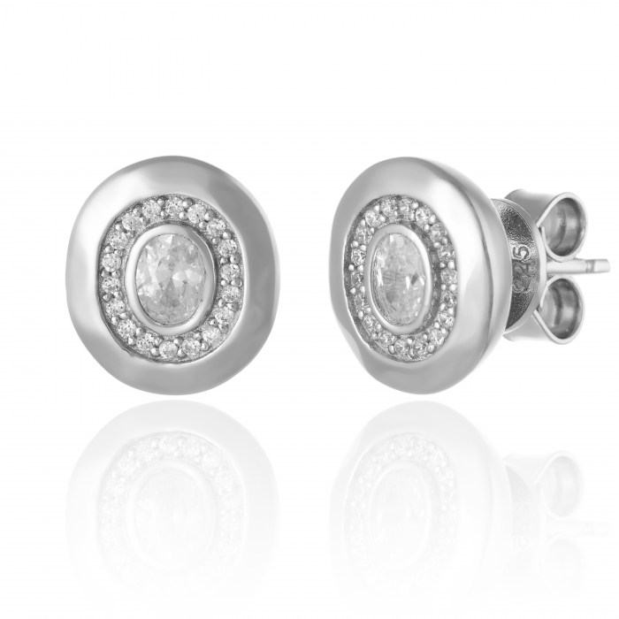 Cercei din argint 925 rodiat , Piatra: zirconia fatetata si cubic zirconia ,Culoare: transparenta, Sonis Silver [1]