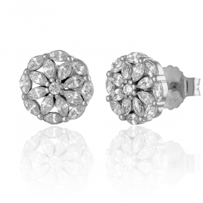 Cercei din argint 925 rodiat, Piatra: zirconia fatetata , transparent, [1]