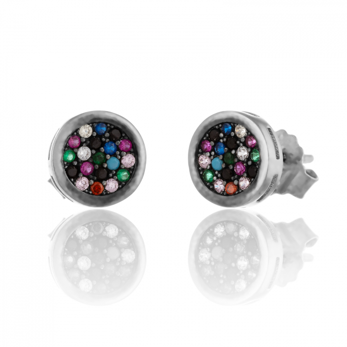 Cercei din argint 925 rodiat  , Piatra : cubic zirconia , Culoare : multicolor , [1]