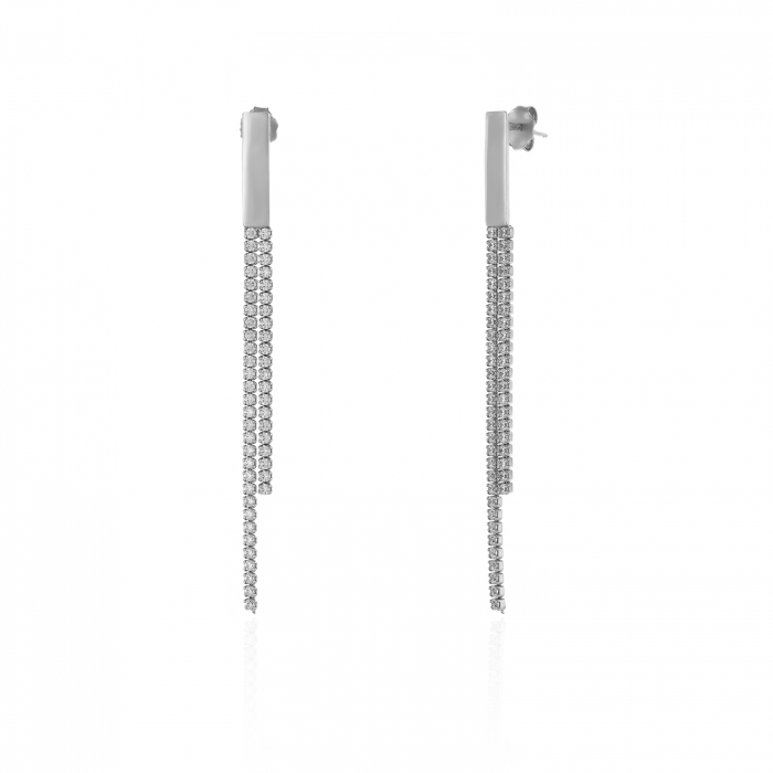 Cercei din argint 925 rodiat ,Piatra : cubic zirconia , Culoare : transparenta , [1]