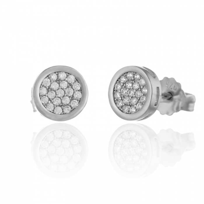 Cercei din argint 925 rodiat  , Piatra : cubic zirconia , Culoare : transparenta , [1]