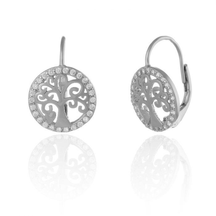 Cercei din argint 925 rodiat,Piatra : cubic zirconia , Culoare : transparenta , [1]