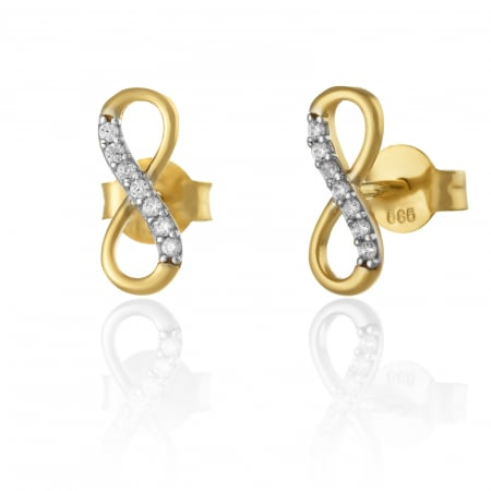 Cercei din aur 585/ 14 kt, Piatra: cubic zirconia, Culoare: transparenta, [1]