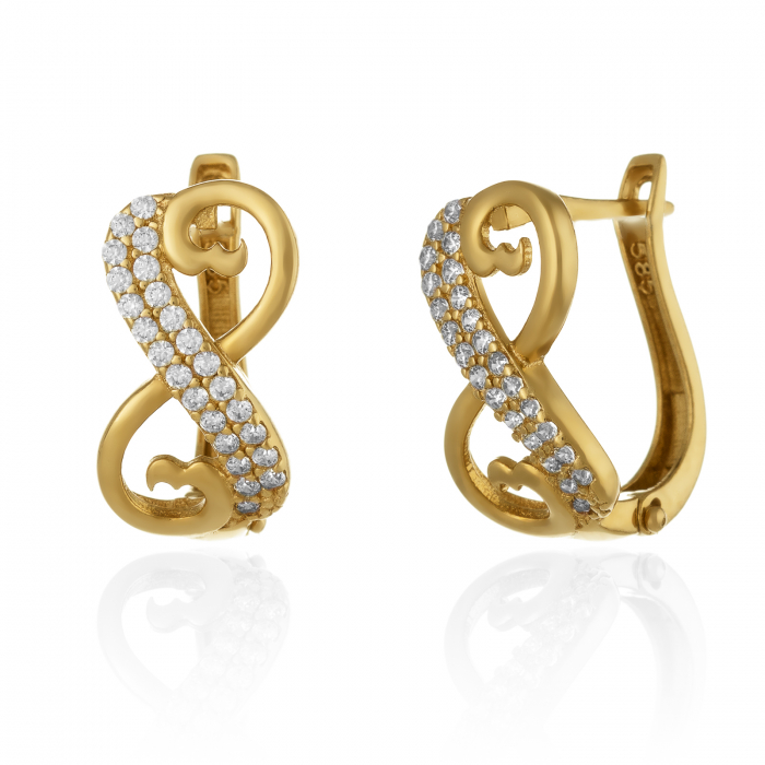 Cercei din aur 585/ 14 kt, Piatra: cubic zirconia, Culoare: transparenta [1]