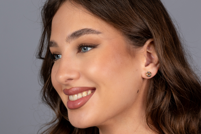 Cercei din aur 585/ 14 kt, galben si alb [2]